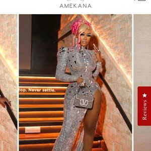 Elegant Silver Sequin Evening Gown